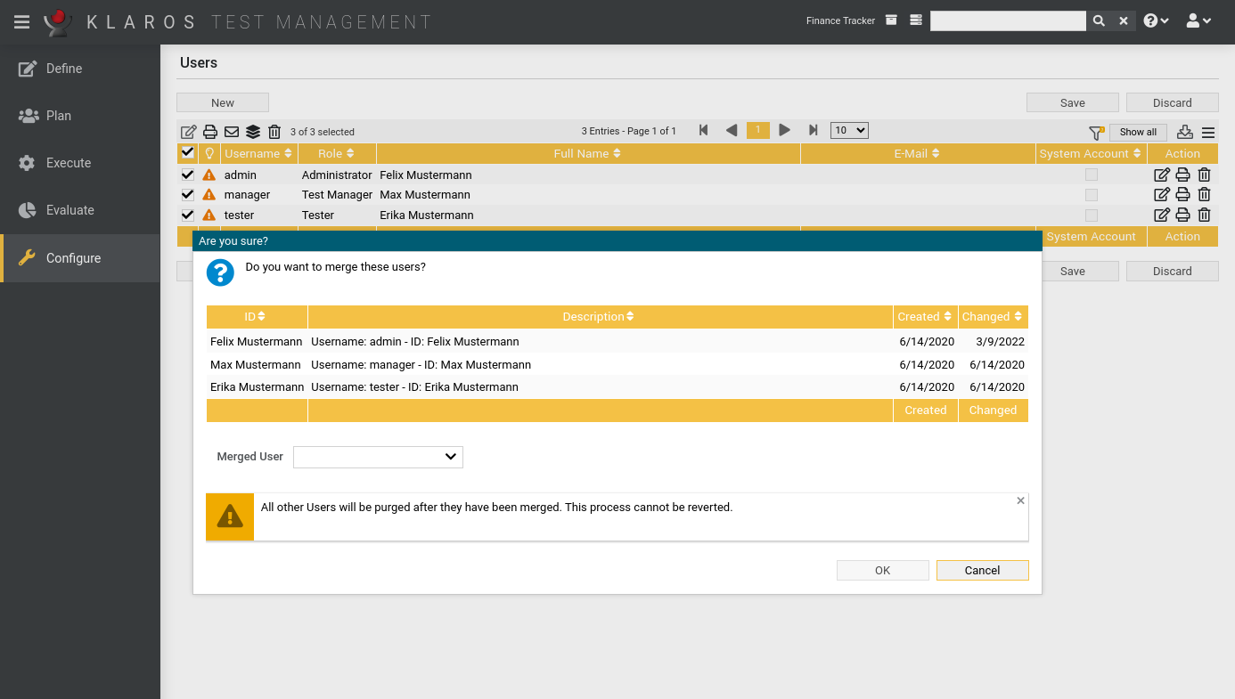 The “Merge User” Dialog