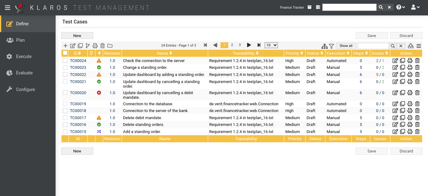 The “Test Cases” Page