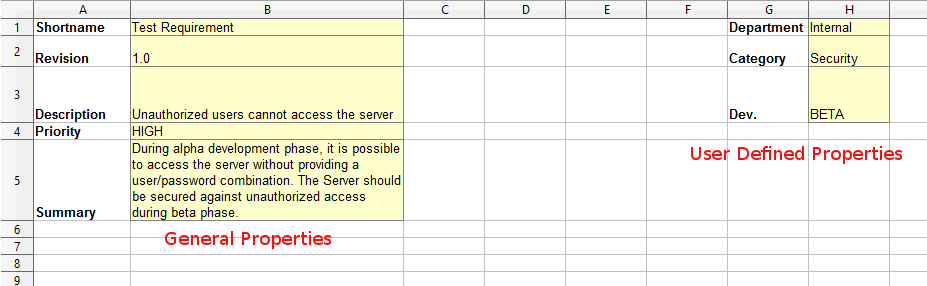 Requirement Excel Sheet Sample