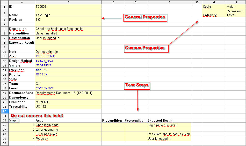 Test Case Excel Sheet Sample