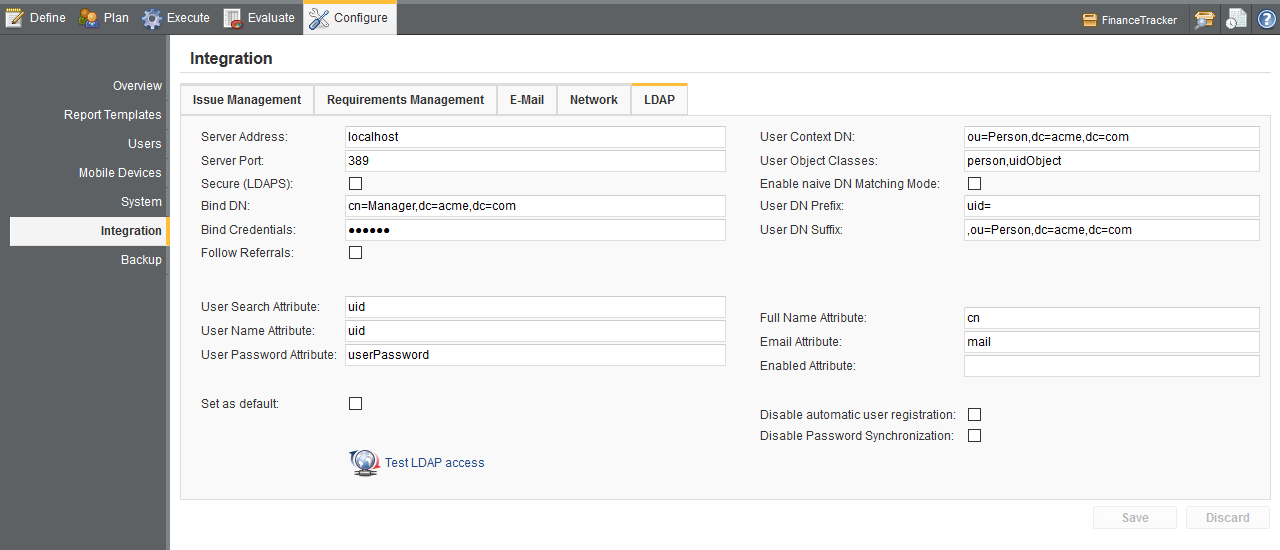 The LDAP Tab