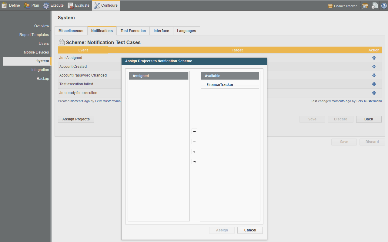 Assigning Projects to a Notification Scheme