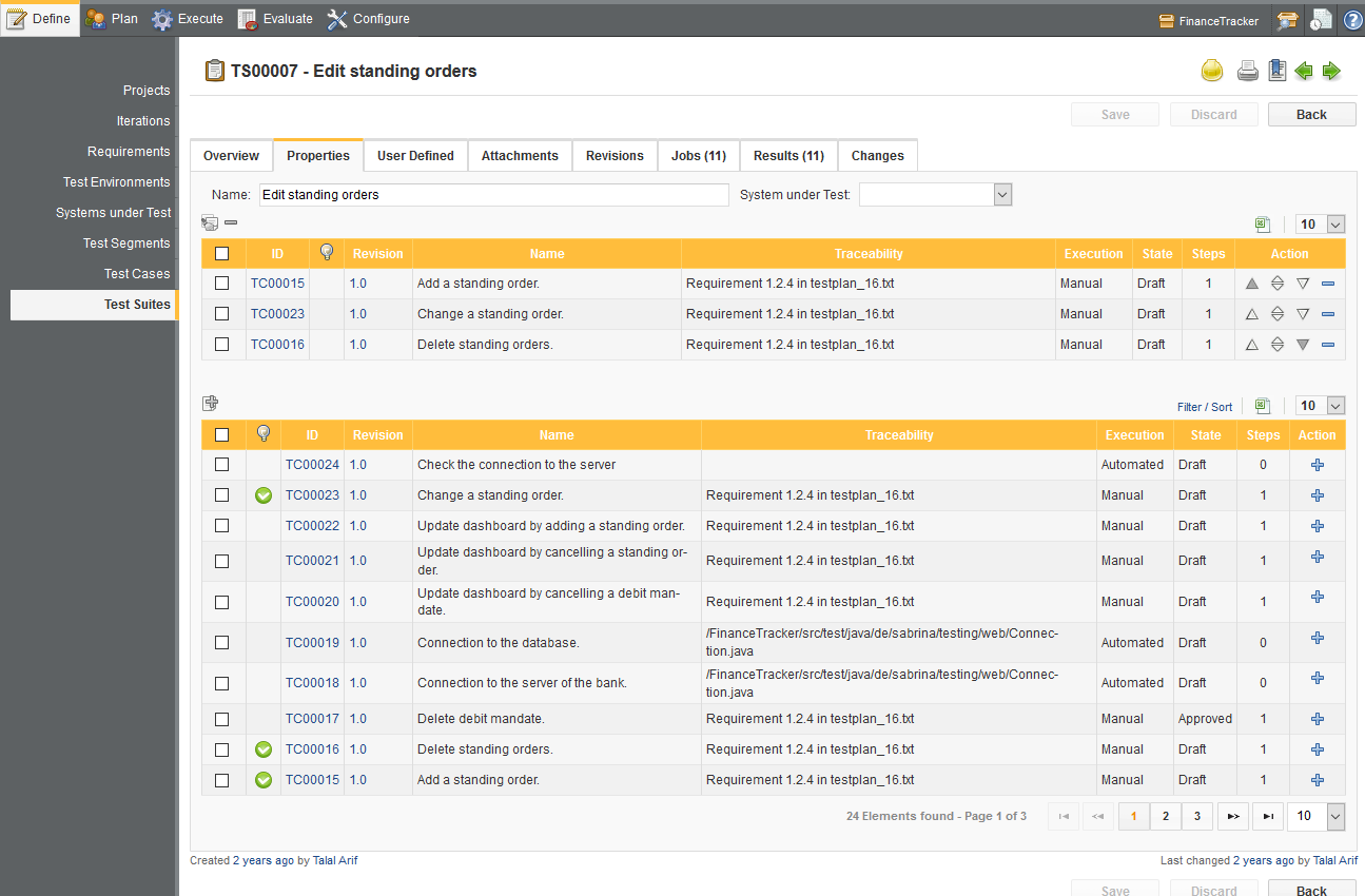 The Test Suite Details Screen