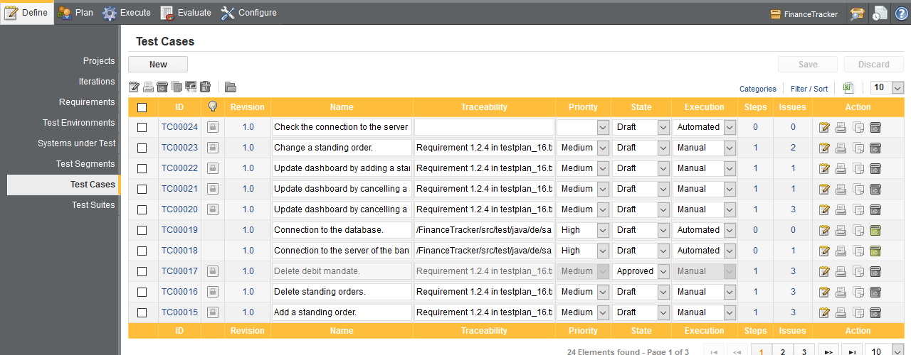 The Test Suites Screen