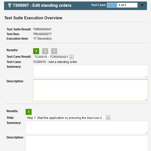 The Test Suite Results Screen