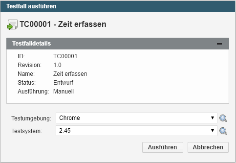 Ausführungsparameter bestätigen