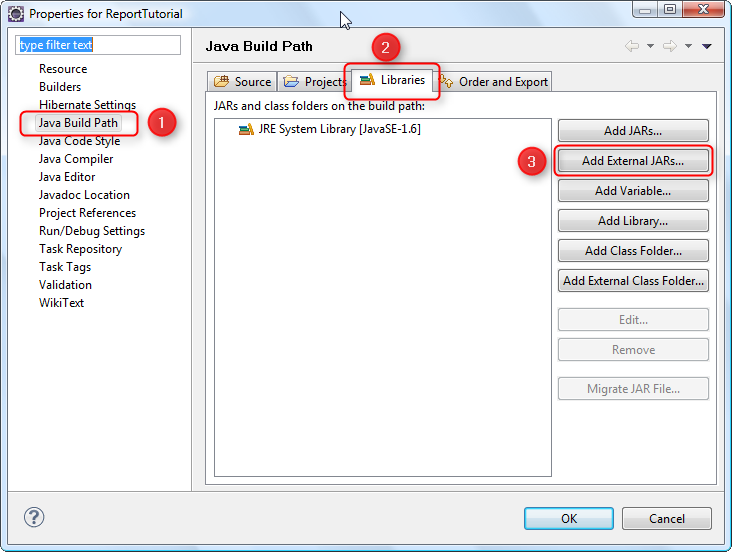 The Build Path Setting Screen