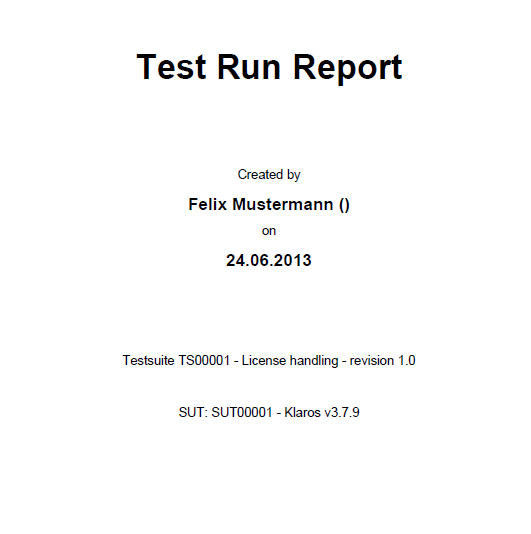 A Sample Front Page of a Report