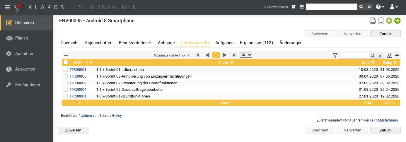 Die Ansicht „Iterationen“