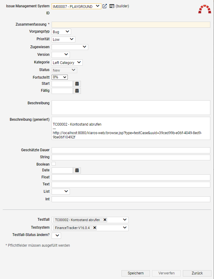 Die Seite „Issue Details - Redmine“