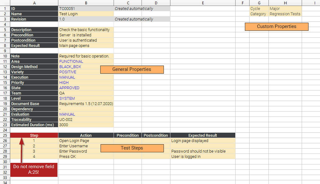 how to write unit test cases in excel sheet