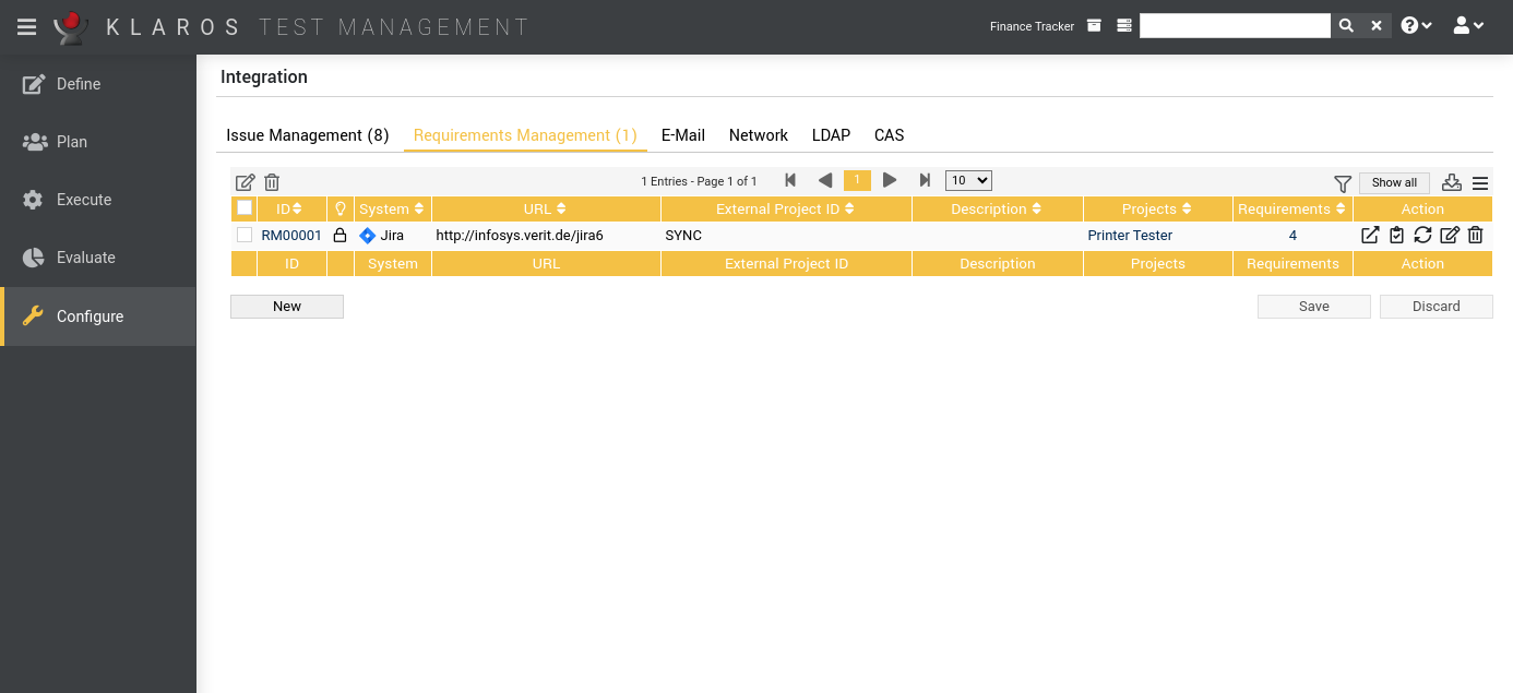 The “Requirements Management” Tab