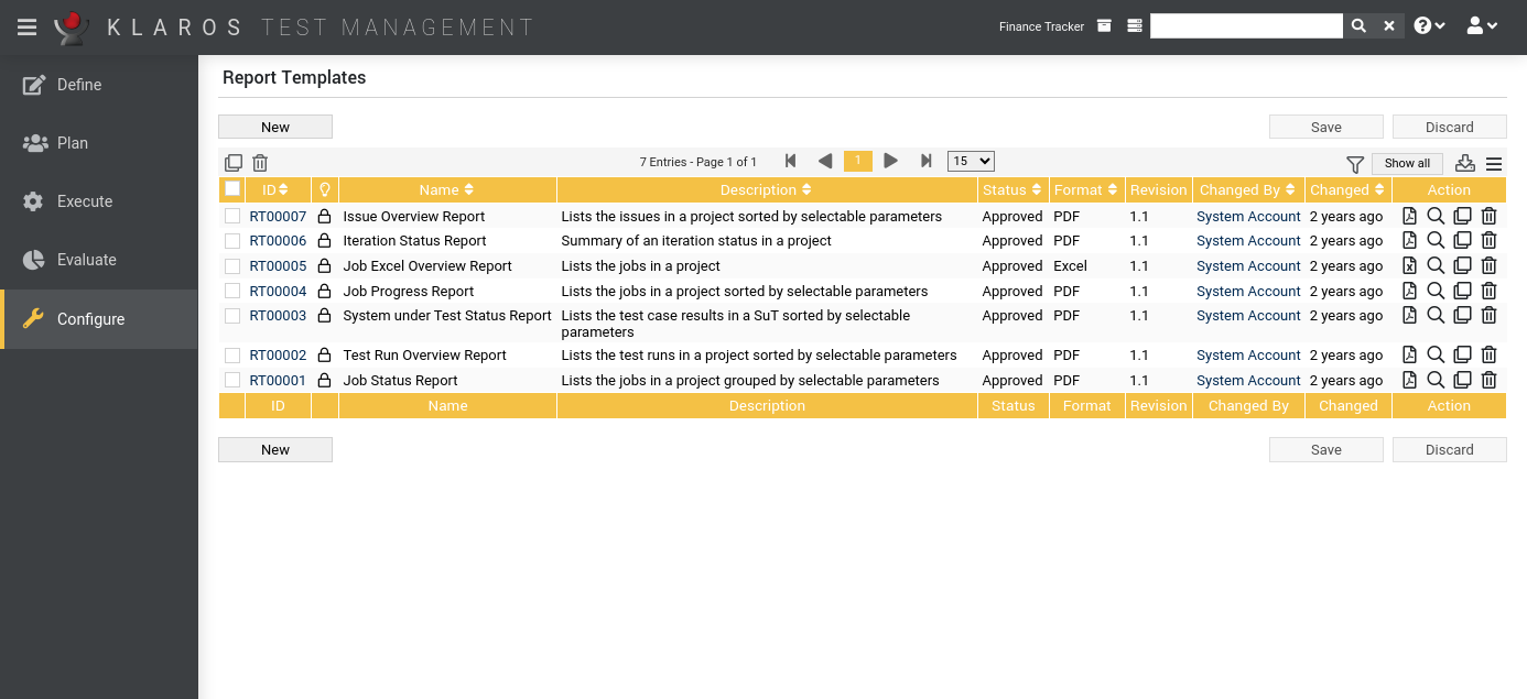 The “Report Templates” Page