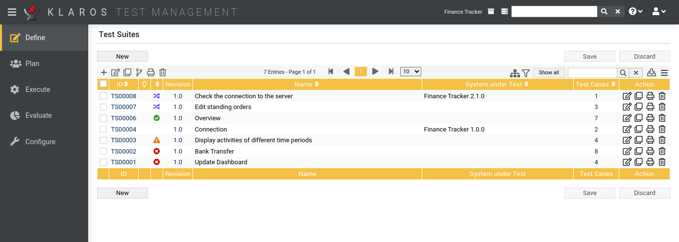 The “Test Suites” Page