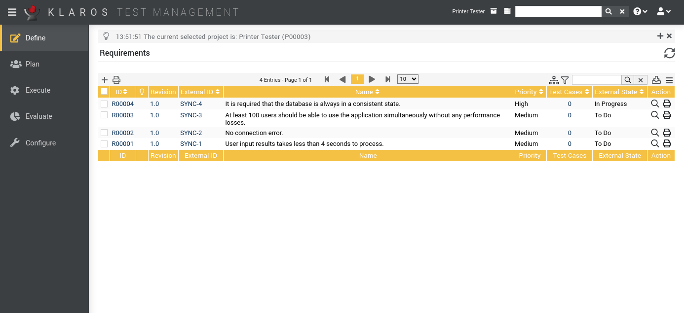 The “Requirements Page” Using Remote Synchronization