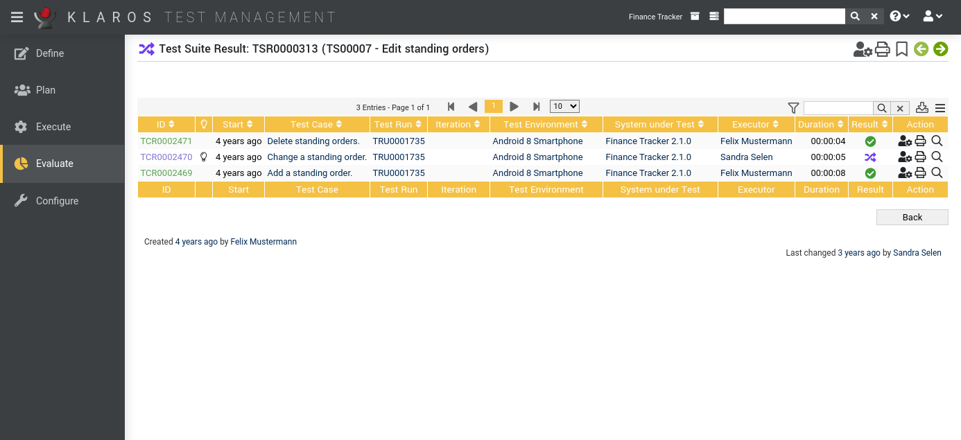 The “Test Suite Result” Details Page