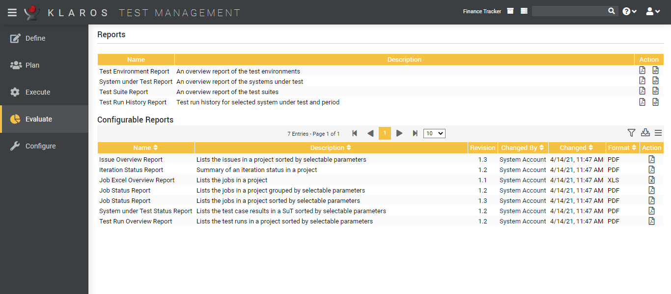 The “Reports” Page