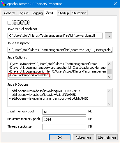 Additional Tomcat Settings