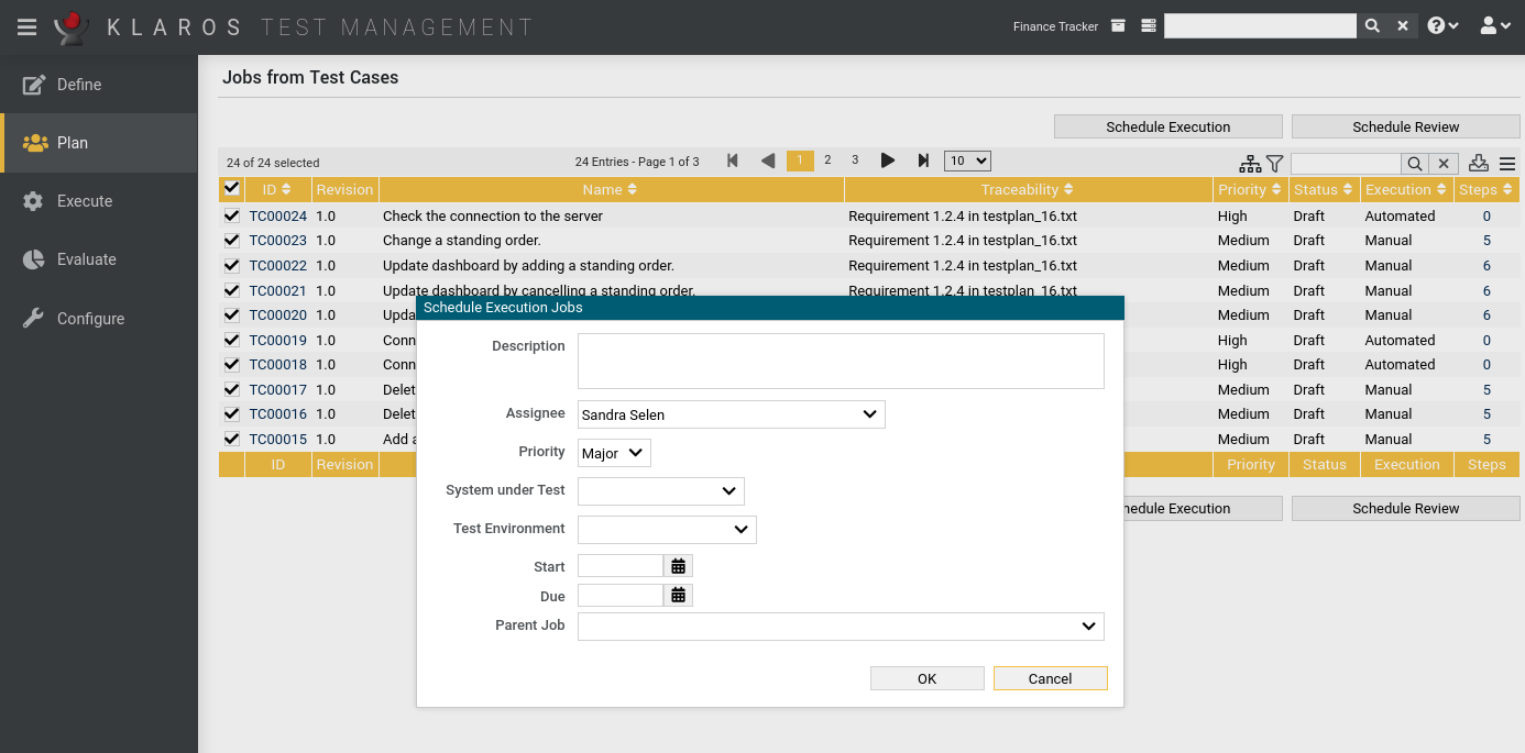 The “Schedule Execution Jobs” Dialog