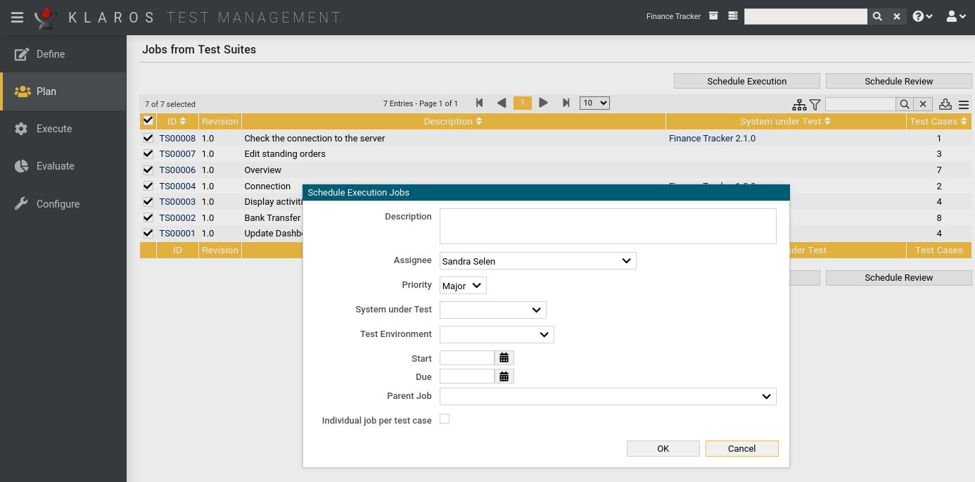 The “Schedule Execution Jobs” Dialog