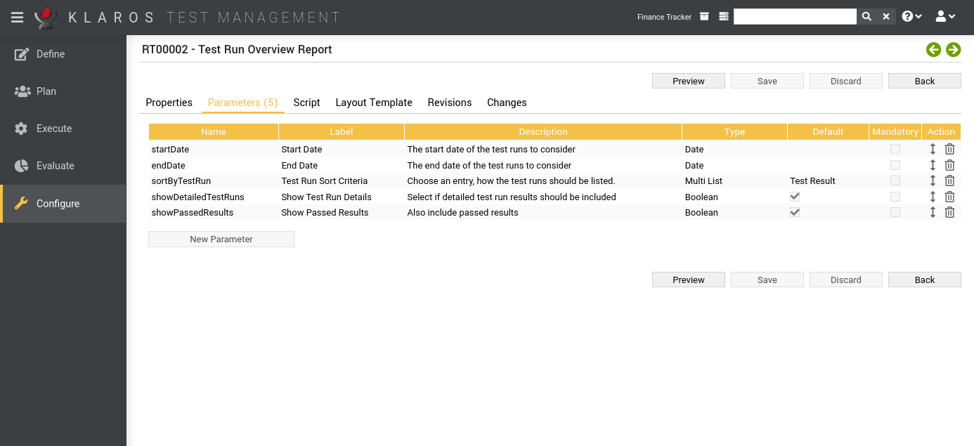 The “Parameters” Tab