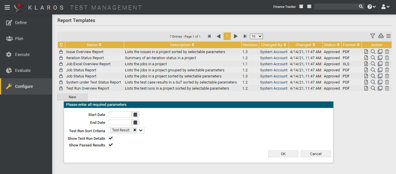 Entering Report Parameters