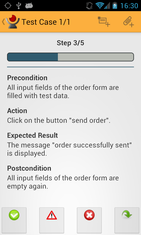 The Test Case Step Screen