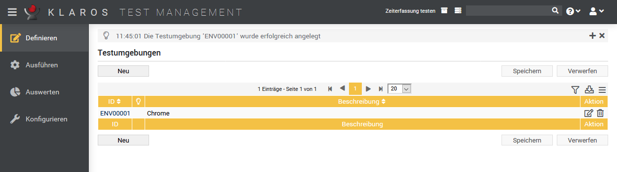 Eine Testumgebung anlegen