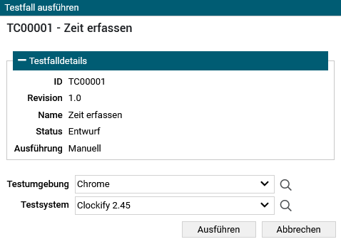 Ausführungsparameter bestätigen