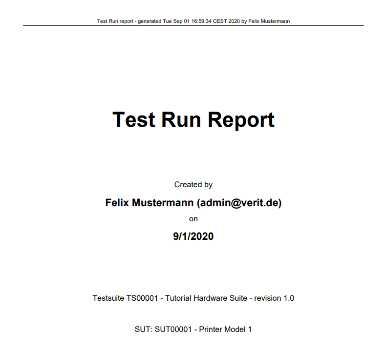 Beispiel Deckblatt für einen Report